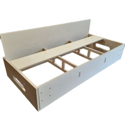 Modulkasten mit einem hohen Seitenbrett. Hinweis: Artikel enthält nur den Aufpreis für das höhere Seitenbrett, nicht den Modulkasten. Bild illustriert nur die Montage und Anwendung.